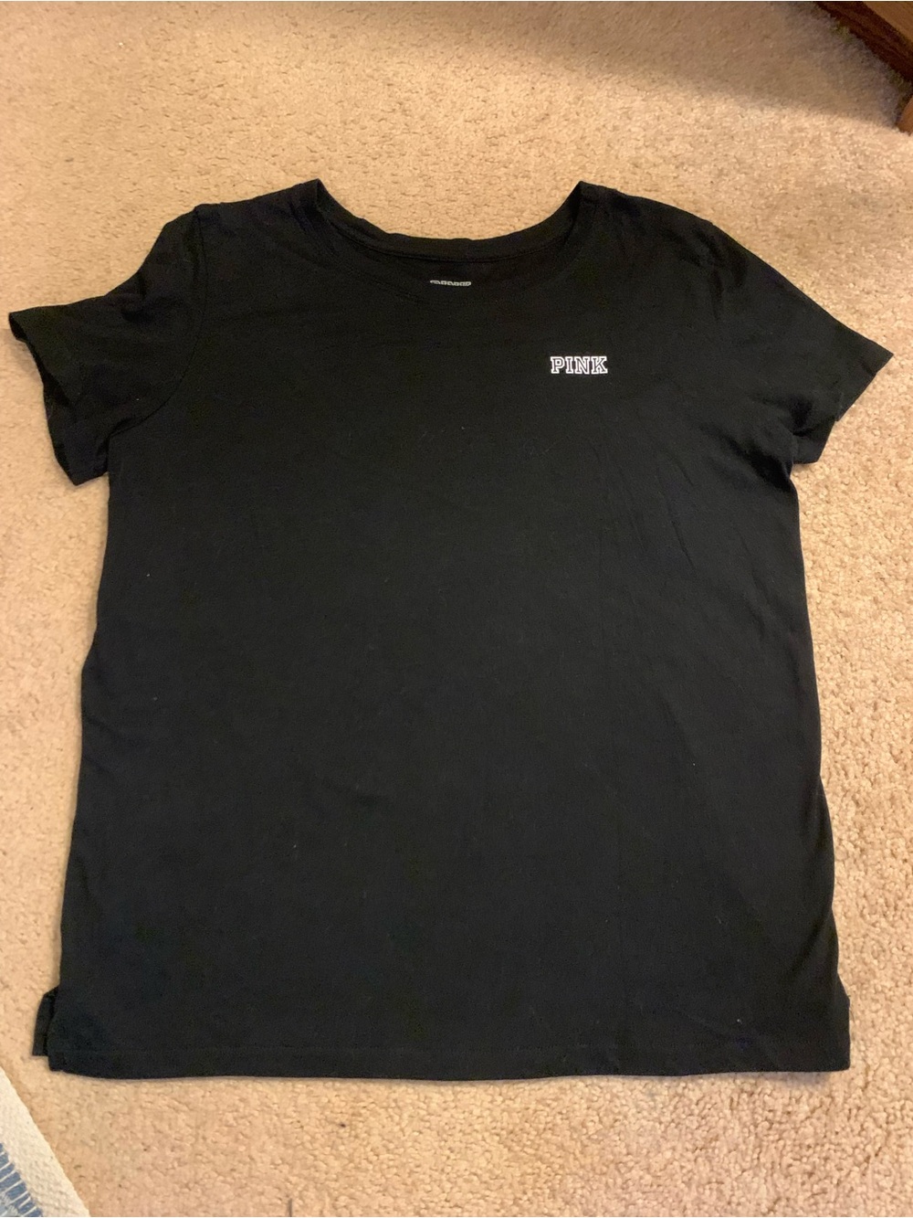 PINK Victoria's Secret womens Black Crewneck T-Shirt